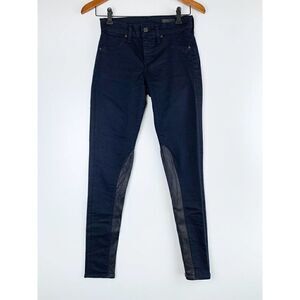 rag & bone Leather Panel Skinny Jodhpur Equestrian Jeans Jeggings 25 Midnight